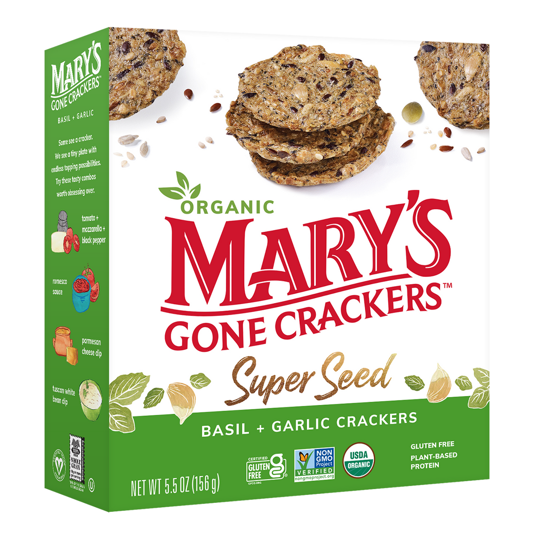Crackers aux super graines de basilic et d'ail