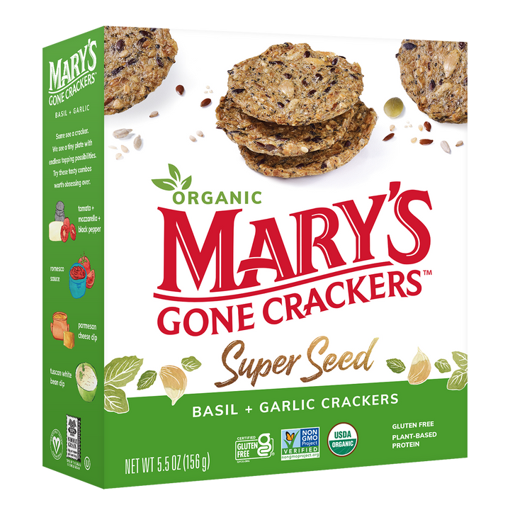Crackers aux super graines de basilic et d'ail